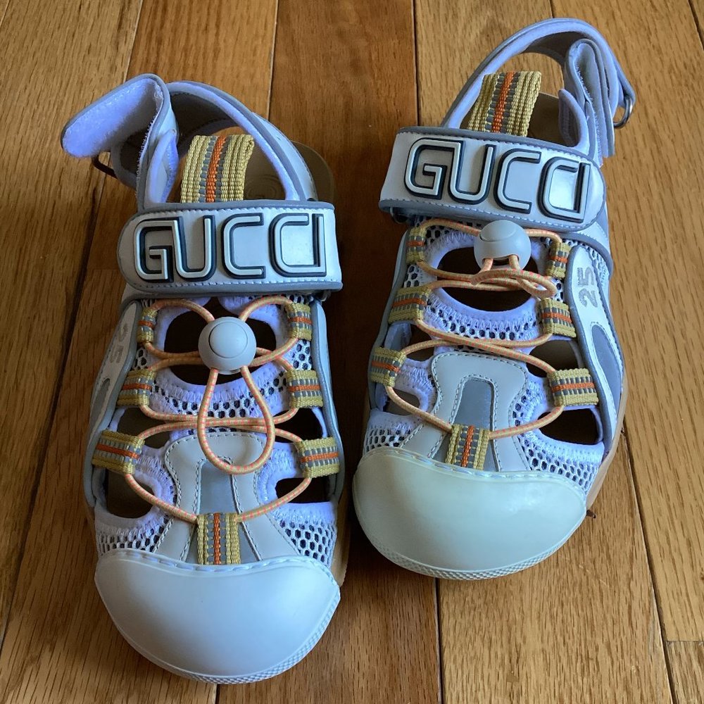 NWT GUCCI Mesh Fabric Tinsel Sport Sandals Multi Women Size 36